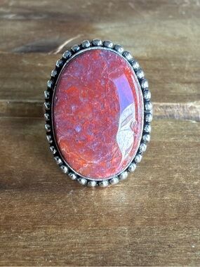 Women Jewelry Moss Agate Gemstone Ring Size 7 Silver Band 925 Boho Vintage